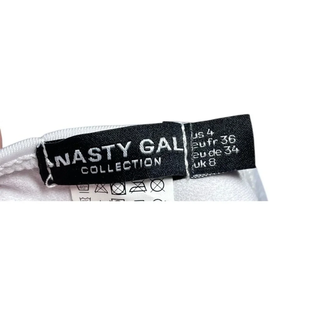 Nasty Gal Collection White Triangle Side Tie Bikini Set Size US 4